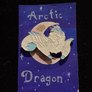 Silver and Blue Arctic Dragon Pin